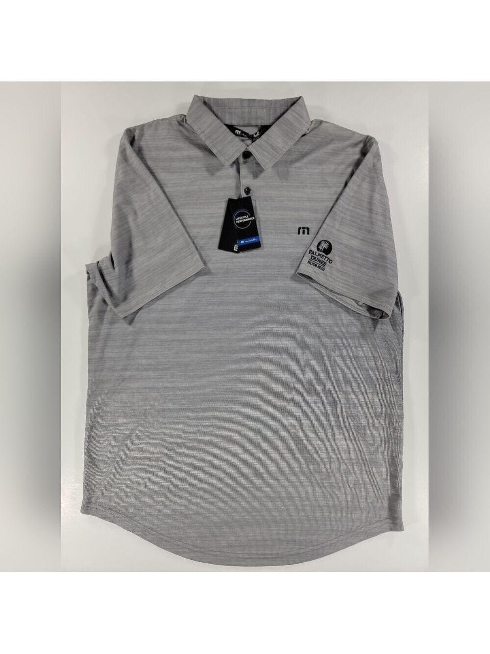 NEW Travis Mathew Golf Gray Polo Shirt Palmetto Dunes Hilton Head Mens Large NWT